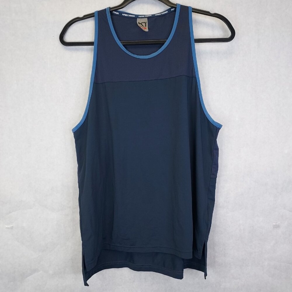 Kari Traa Mia Tee Tank Top Women’s M Blue Mesh Stretch Performance Sporty Yoga